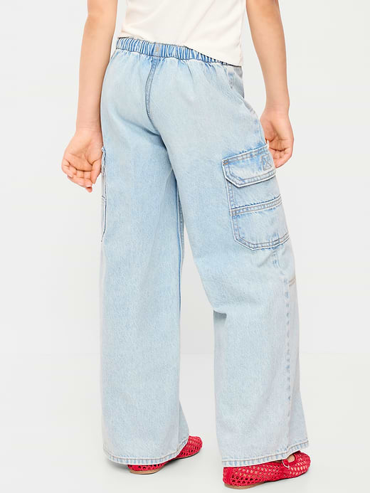 Old Navy Pull-On Low-Rise Super Baggy Wide-Leg Cargo Jeans for Girls — photo 3