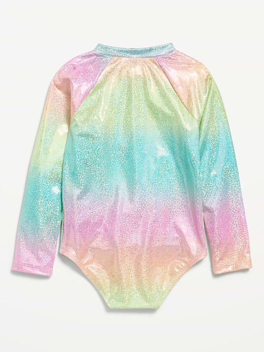 Old Navy Printed Zip-Front Rashguard One-Piece Swimsuit for Toddler Girls — photo 3
