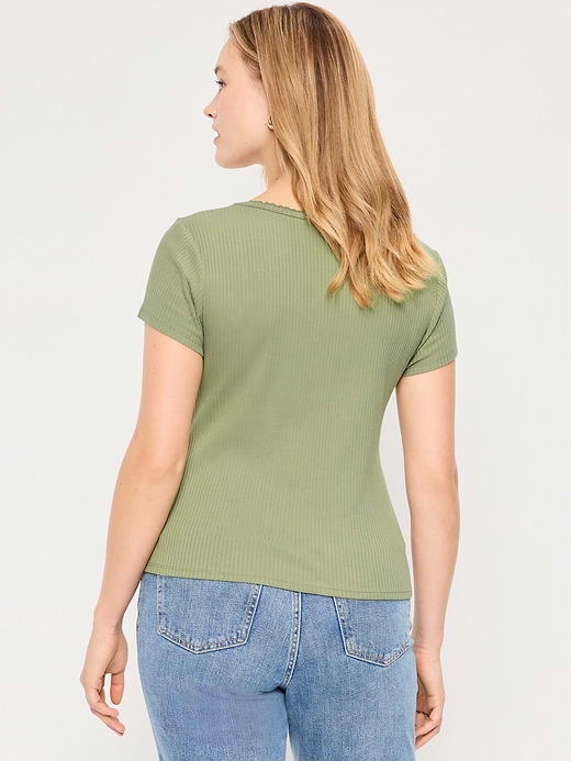 Old Navy Lace-Trim Sweetheart-Neck Ribbed Top — photo 8