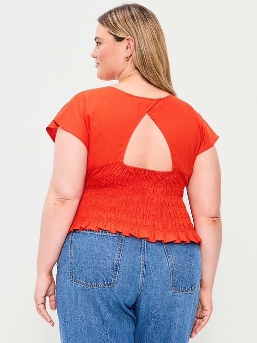 Old Navy Linen-Blend Short-Sleeve Smocked Top — photo 9