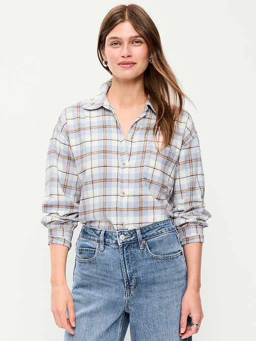 Old Navy Oversized Button-Down Boyfriend Flannel Shirt — photo 1