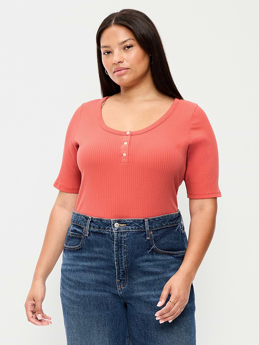 Old Navy Scoop-Neck Fitted Henley Top — photo 9