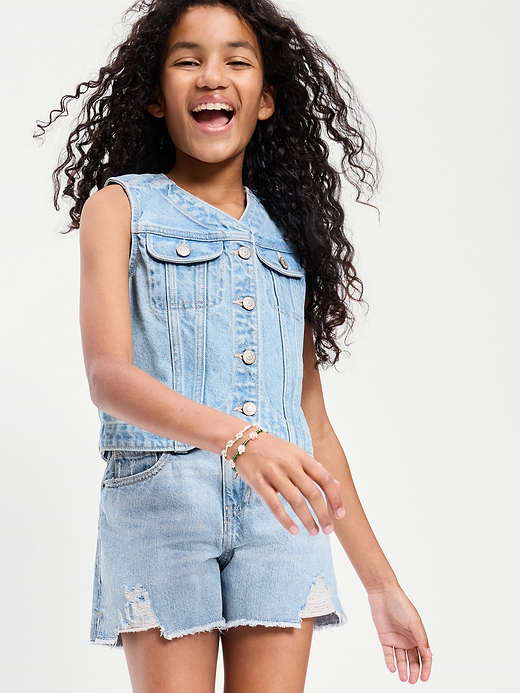 Old Navy High-Waisted Ripped Frayed-Hem Jean Shorts for Girls — photo 4