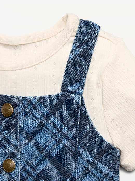 Old Navy Sleeveless Plaid Denim Dress and T-Shirt Set for Toddler Girls — photo 5