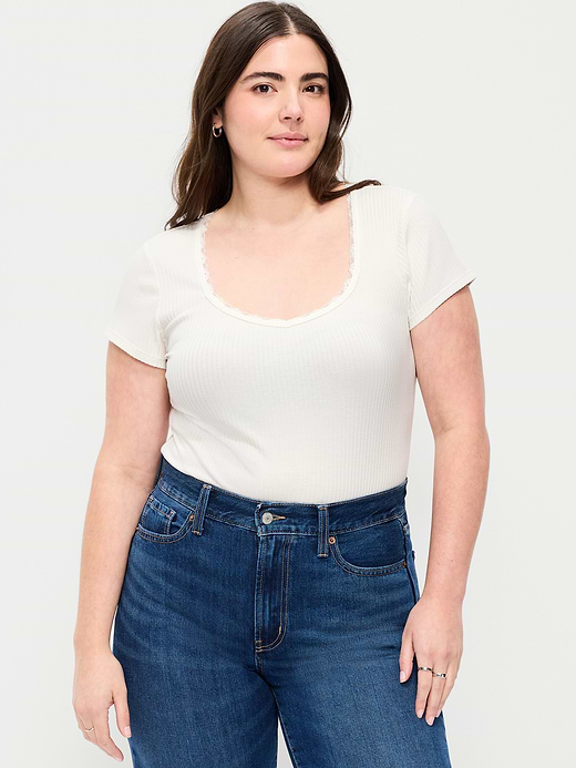 Old Navy Lace-Trim Sweetheart-Neck Ribbed Top — photo 7
