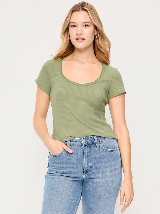 Old Navy Lace-Trim Sweetheart-Neck Ribbed Top — photo 7