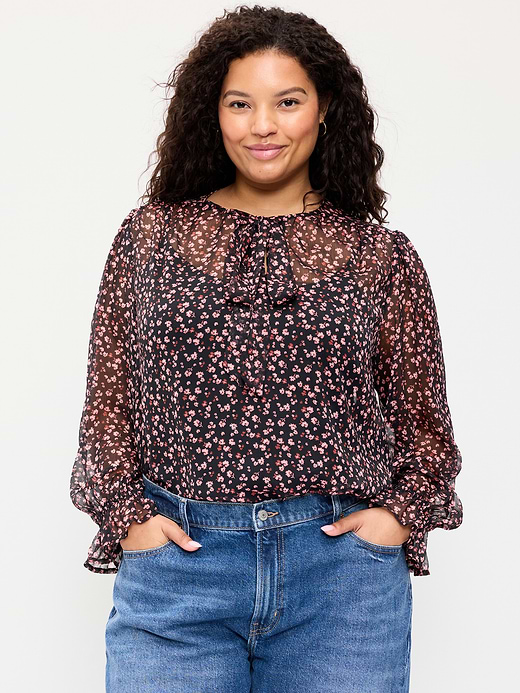 Old Navy Long-Sleeve Chiffon Tie-Front Top — photo 8