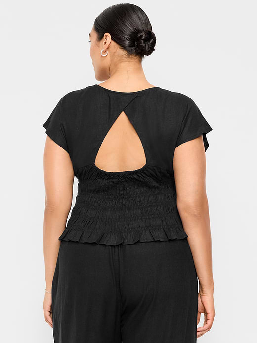 Old Navy Linen-Blend Short-Sleeve Smocked Top — photo 9