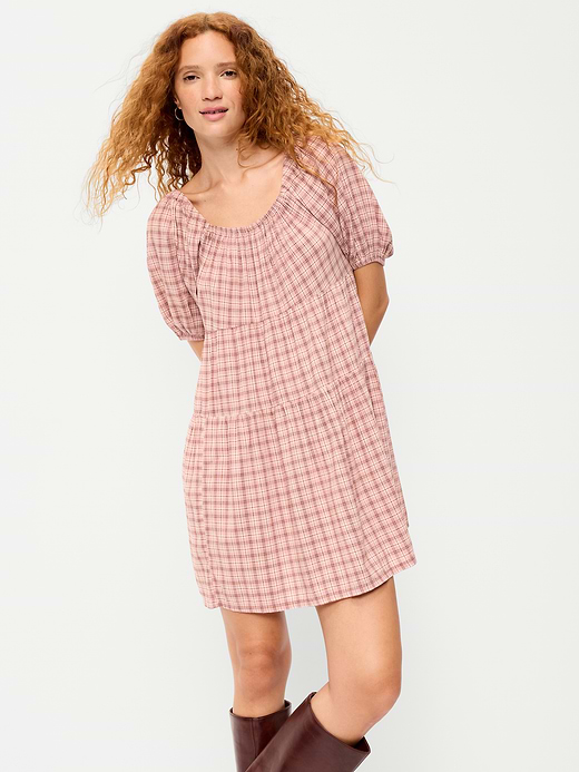 Old Navy Puff-Sleeve Smocked Mini Swing Dress — photo 4