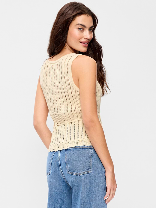 Old Navy Seaside Cotton Pointelle Peplum Tank Top — photo 3