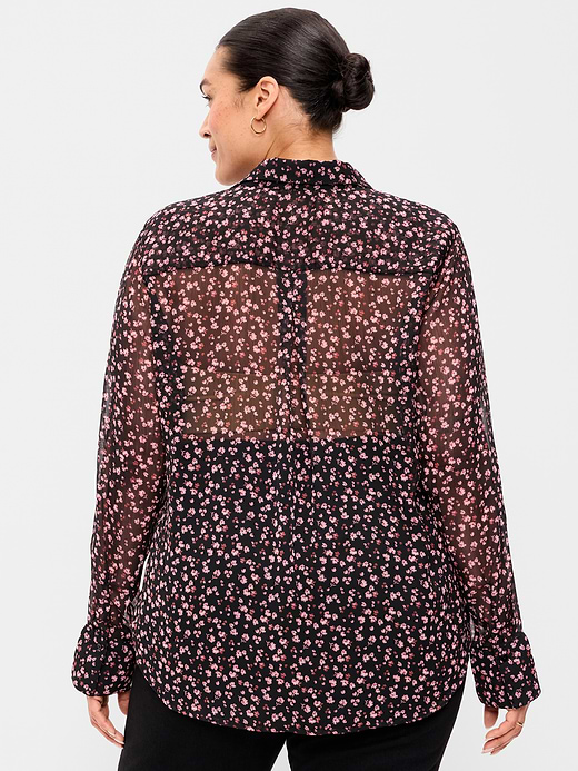 Old Navy Chiffon Sheer Button-Down Shirt — photo 9