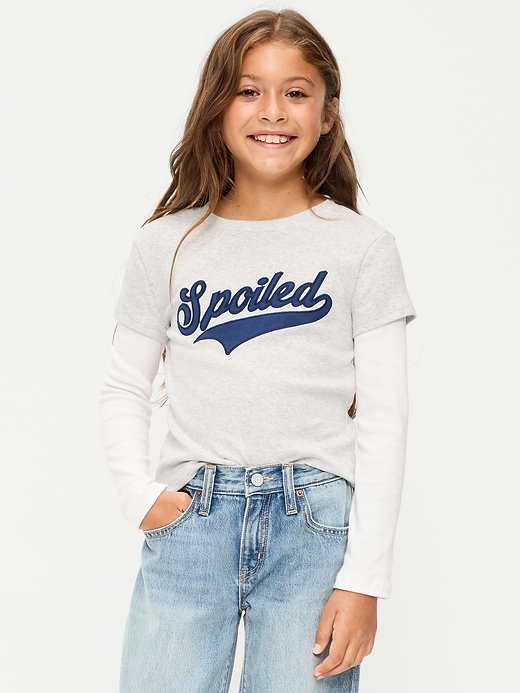 Old Navy Fitted 2-in-1 Graphic T-Shirt for Girls — photo 1