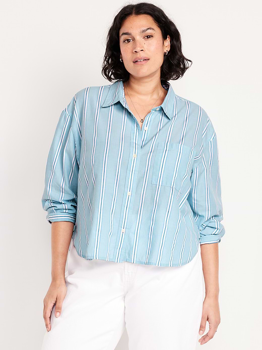 Old Navy Cropped Button-Down Striped Shirt — photo 7