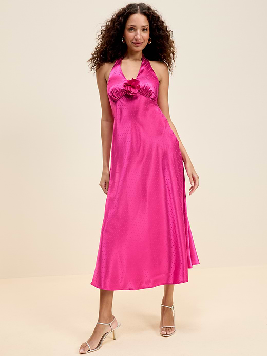 Old Navy The Occasion by Old Navy Fit and Flare Satin Halter Midi Dress — photo 1