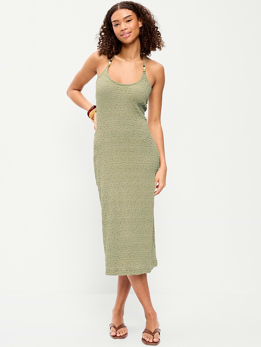 Old Navy Beaded Halter-Neck Textured Midi Dress — photo 1