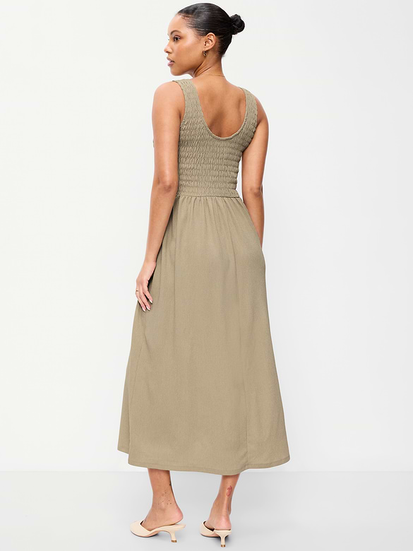Old Navy Fit & Flare Lightweight Smocked-Bodice Midi Dress — photo 3