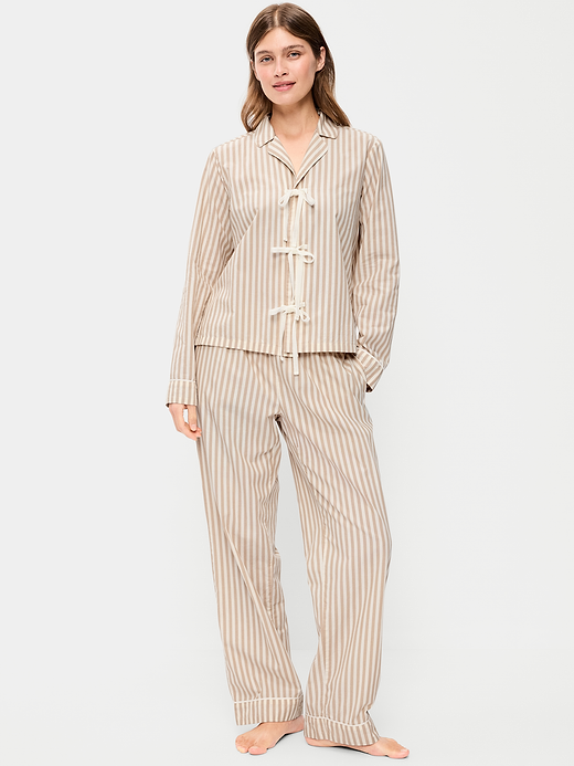 Old Navy Tie-Front Poplin Pajama Pant Set — photo 1