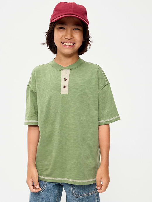 Old Navy Oversized Short-Sleeve Henley T-Shirt for Boys — photo 1