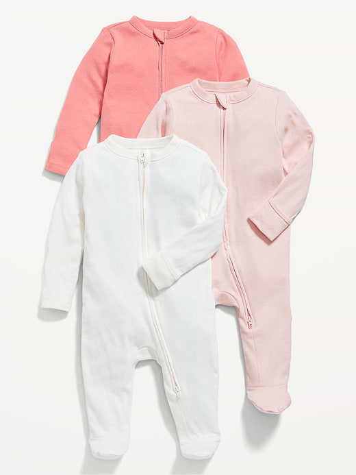 Old Navy Unisex 3-Pack Sleep & Play 2-Way-Zip Footed One-Piece for Baby — photo 1