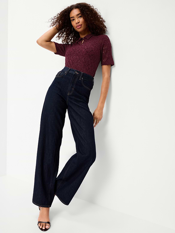 Old Navy Lace Keyhole Polo Top — photo 4
