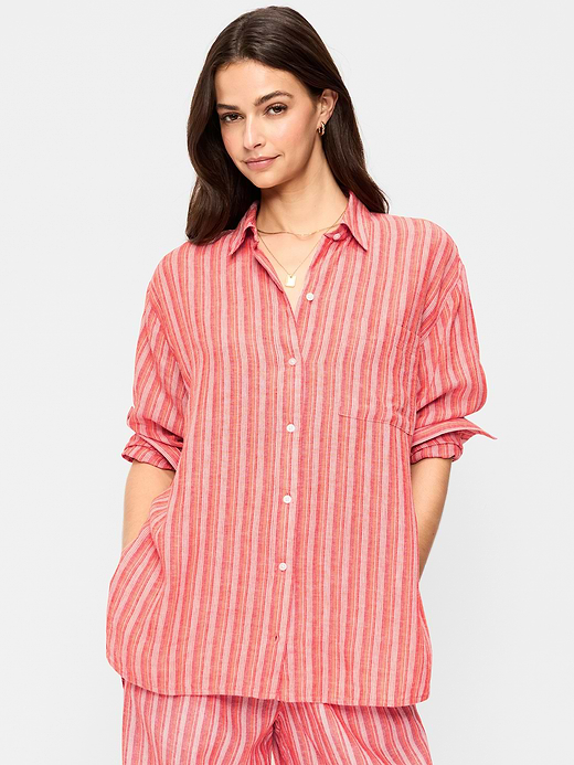 Old Navy Linen-Blend Loose Button-Down Shirt — photo 1