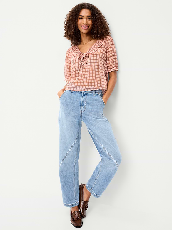 Old Navy Ruffle Collar Tie-Front Top — photo 4