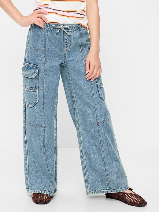 Old Navy Pull-On Low-Rise Super Baggy Wide-Leg Cargo Jeans for Girls — photo 1