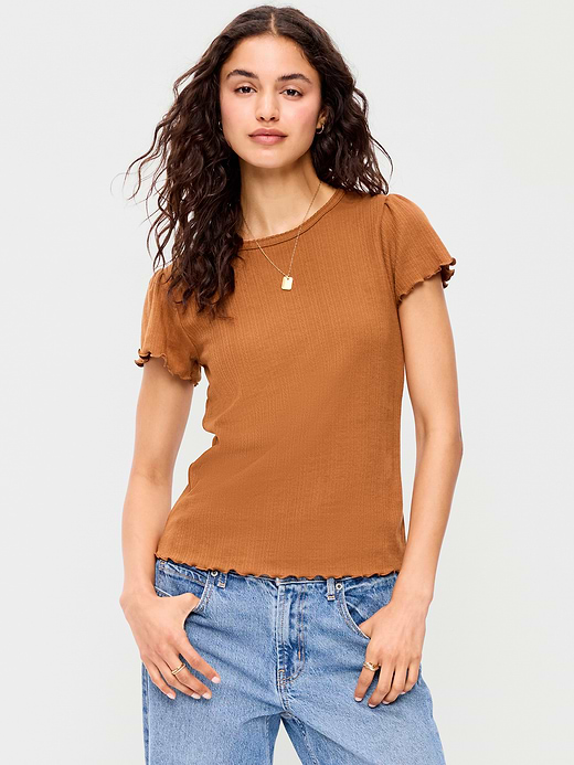 Old Navy Lettuce-Edge Pointelle Top — photo 1