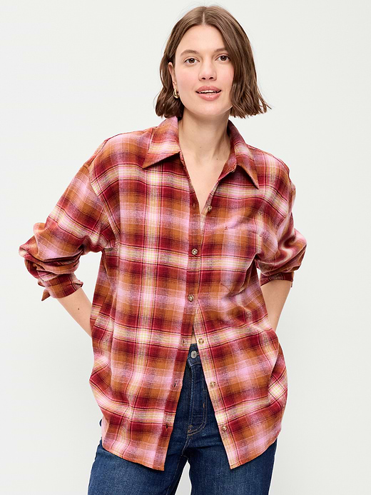 Old Navy Oversized Button-Down Boyfriend Flannel Shirt — photo 1