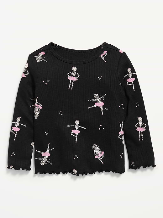 Old Navy Printed Fitted Long-Sleeve Ribbed T-Shirt for Toddler Girls — photo 1