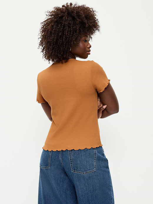 Old Navy Fitted Waffle-Knit Cropped T-Shirt — photo 8