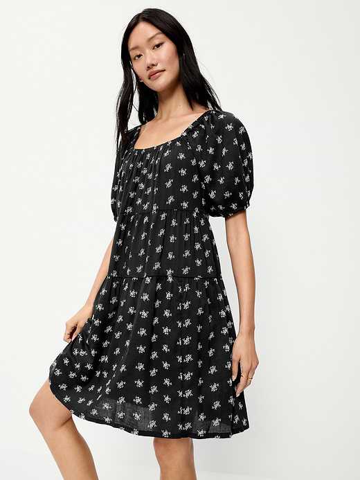 Old Navy Puff-Sleeve Smocked Mini Swing Dress — photo 1