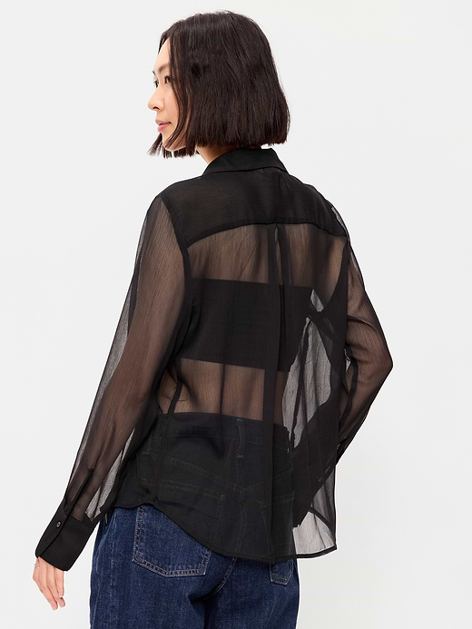 Old Navy Chiffon Sheer Button-Down Shirt — photo 3