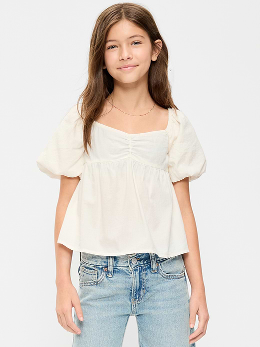 Old Navy Puff-Sleeve Tie-Back Crinkled Top for Girls — photo 1