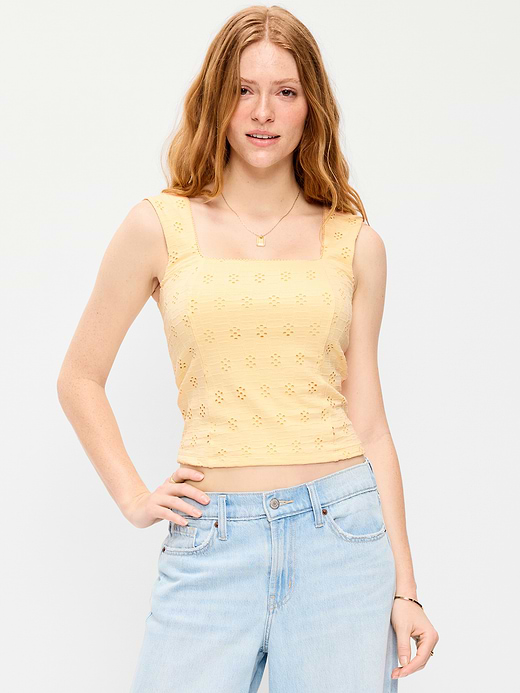 Old Navy Seamed-Bodice Eyelet Tank Top — photo 1