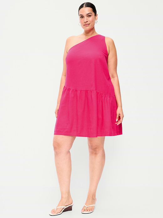 Old Navy One-Shoulder Asymmetrical Linen-Blend Mini Dress — photo 9