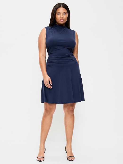 Old Navy Gathered Mock-Neck Drop-Waist Mini Dress — photo 9