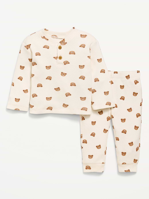 Old Navy Long-Sleeve Waffle-Knit Henley Top and Pants Set for Baby — photo 1