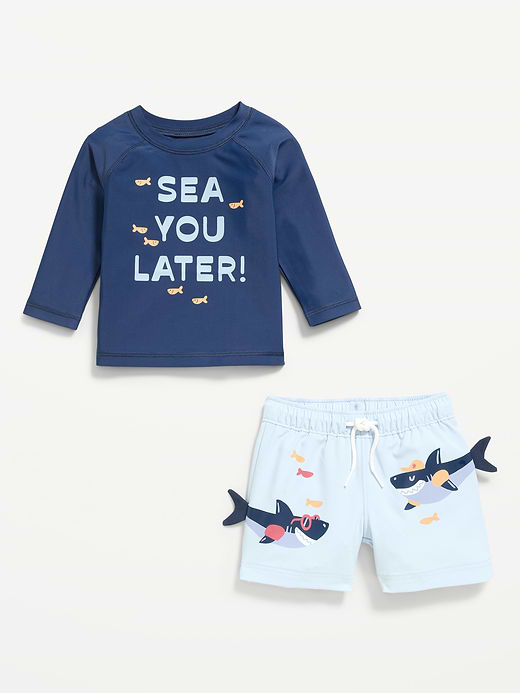 Old Navy Long-Sleeve Rashguard Swim Top and Trunks Set for Baby — photo 3