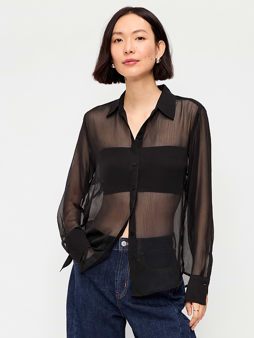 Old Navy Chiffon Sheer Button-Down Shirt — photo 1