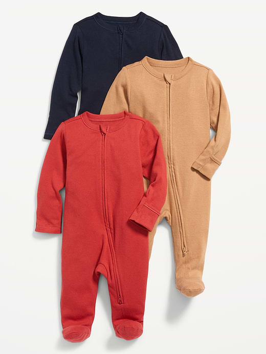 Old Navy Unisex 3-Pack Sleep & Play 2-Way-Zip Footed One-Piece for Baby — photo 1