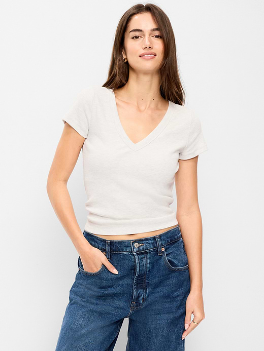 Old Navy Snug Crop V-Neck Ribbed T-Shirt — photo 1