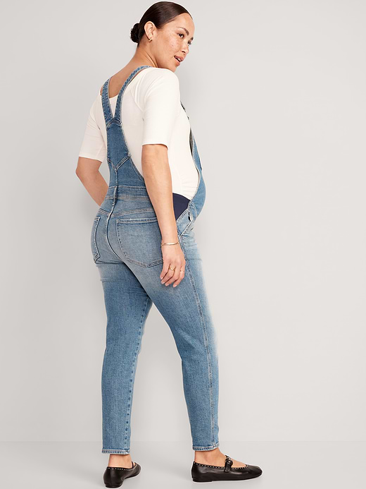 Old Navy Maternity Side-Panel OG Straight Jean Overalls — photo 3