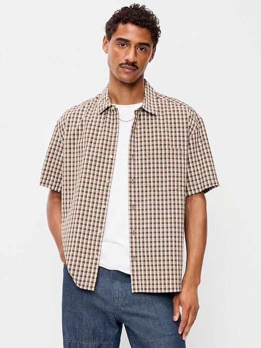 Old Navy Loose Fit Textured Plaid Pocket Shirt — photo 1