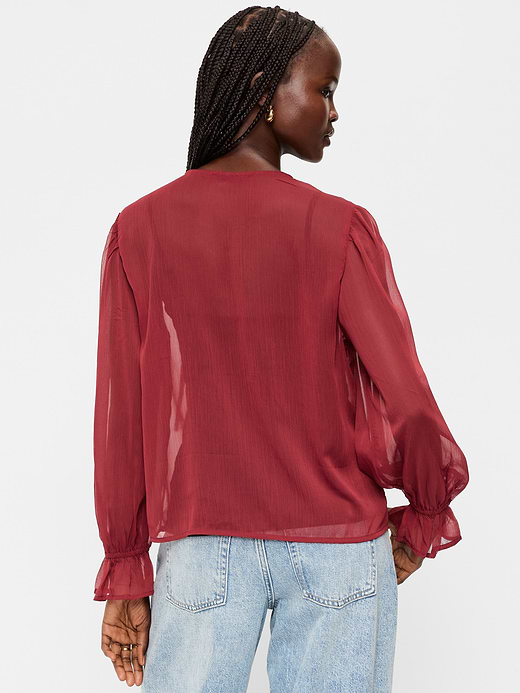 Old Navy Long-Sleeve Chiffon Tie-Front Top — photo 3
