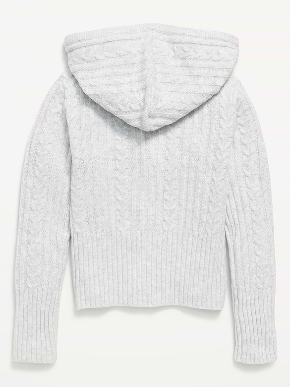 Old Navy Fitted Cable-Knit Full-Zip Hoodie for Girls — photo 3