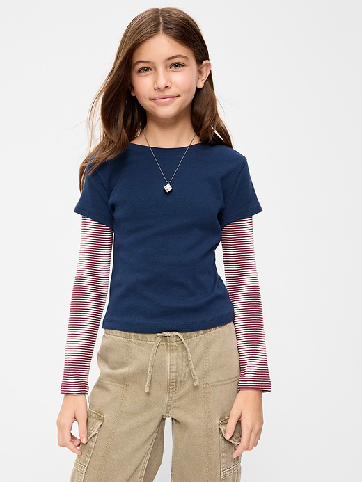 Old Navy Fitted 2-in-1 Graphic T-Shirt for Girls — photo 1