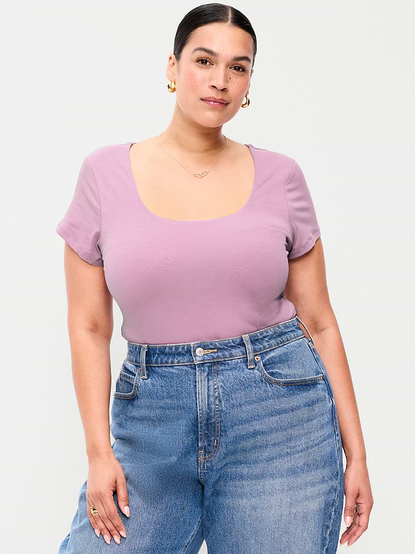 Old Navy Hug Double-Layer Scoop-Neck Top — photo 8