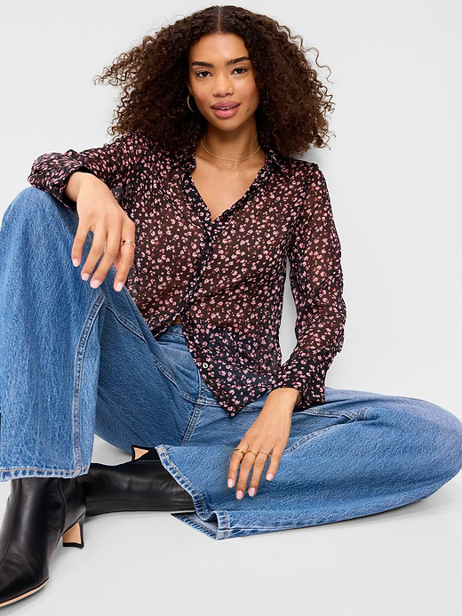 Old Navy Chiffon Sheer Button-Down Shirt — photo 4