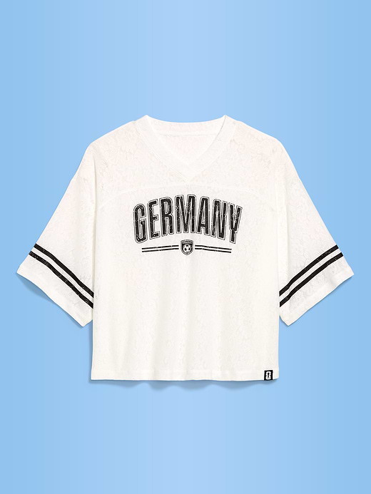 Old Navy FIFA World Cup 26™ France Boxy Lace V-Neck T-Shirt for Women — photo 1